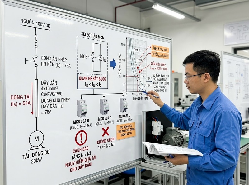 Cách chọn MCB cho tải có dòng khởi động lớn